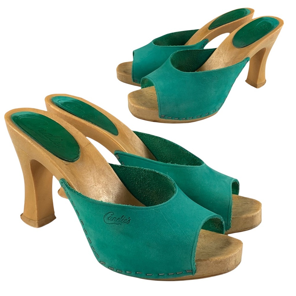 Vintage Candie’s Original Green Suede Heels Italy Size 7